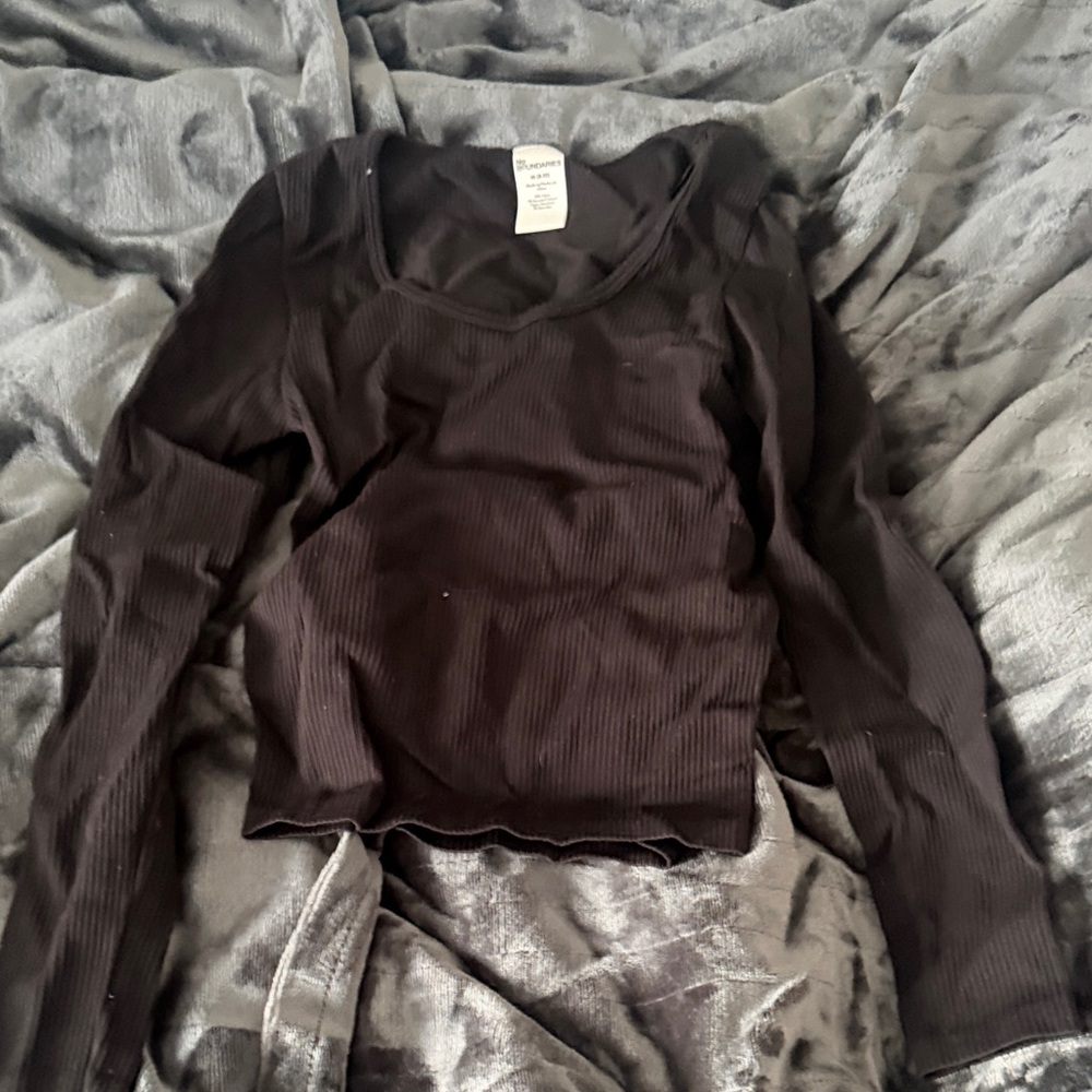 Wild Fable Black Ribbed Long Sleeve Tee